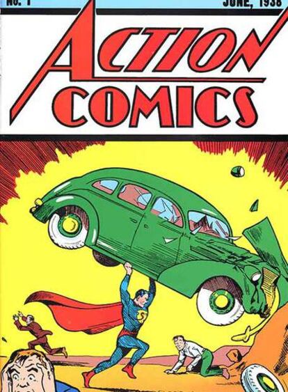 Portada del primer número de <i>Action Comics,</i> en el que aparece Superman<i>. </i>