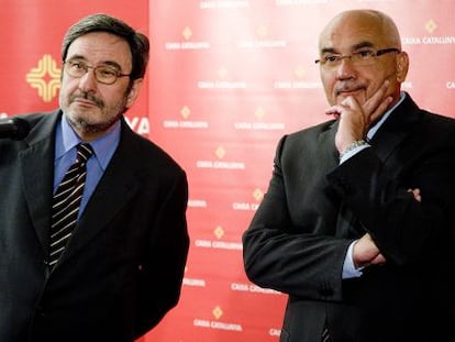 Narc&iacute;s Serra, a la izquierda, y Adolf Tod&oacute;, exdirectivos de la caja nacionalizada.