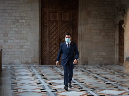 El presidente de la Generalitat, Pere Aragonès, en el Palau de la Generalitat, en octubre.