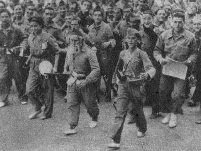 Milicianos en la capital durante la Guerra Civil.