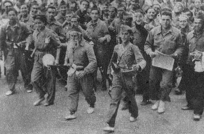 Milicianos en la capital durante la Guerra Civil.