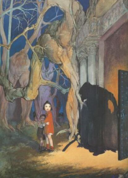 Debuxo de Máximo Ramos para A princesa que non podía chorar (1924)