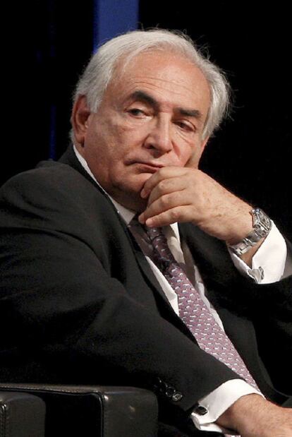 Dominique Strauss-Kahn, en la cumbre ayer en Oslo (Noruega).