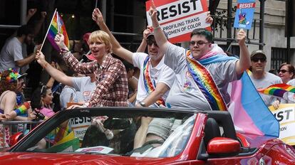 Chelsea Manning, en el desfile del Orgullo de Nueva York.