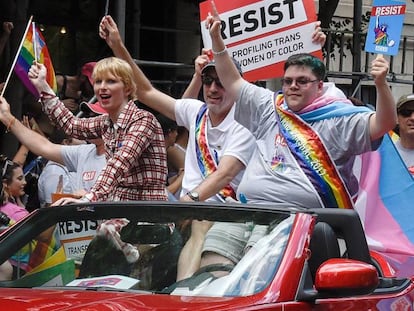 Chelsea Manning, en el desfile del Orgullo de Nueva York.
