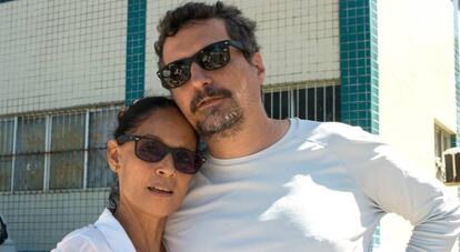 Sonia Braga y Kleber Mendonça en el rodaje de 'Aquarius'.