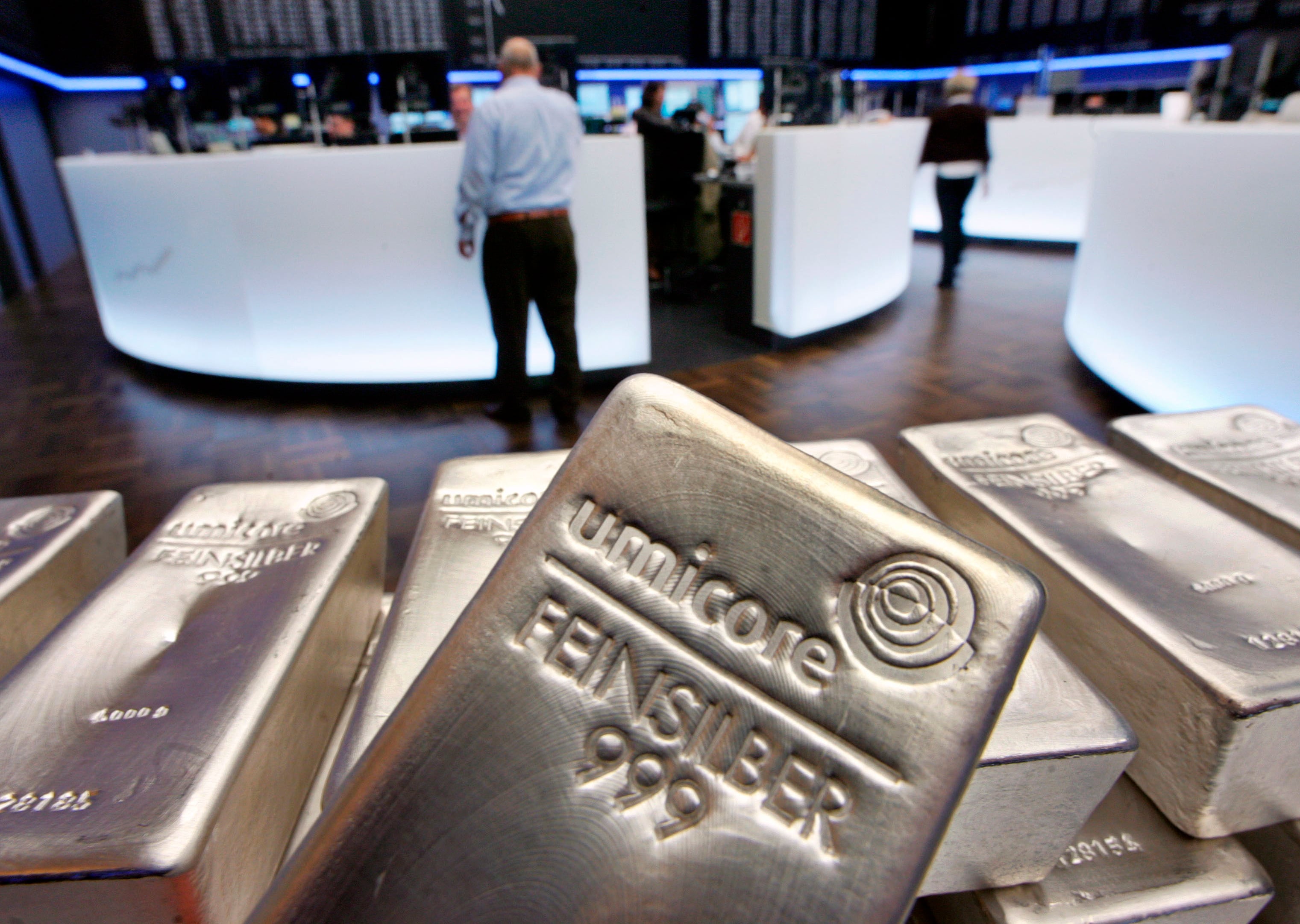 Lingotes de plata en Fráncfort.