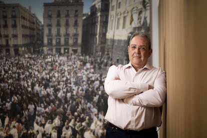 El secretario general de Metges de Catalunya, Xavier Lleonart, en la sede del sindicato.