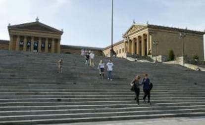 Escalera de acceso al museo de Arte de Filadelfia, tambin conocidos como los 'Rockys steps'.