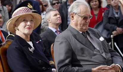 La reina Margarita de Dinamarca y el príncipe Enrique en un viaje oficial a Croacia en 2014.