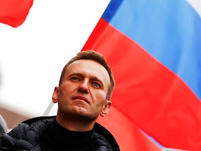 Alexéi Navalni participaba en una marcha en memoria del político ruso Borís Nemtsov, el 24 de febrero de 2019.