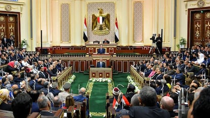 Al Sisi ante los miembros de la Cámara de Representantes en El Cairo.