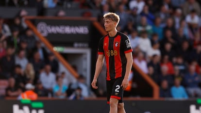 Dean Huijsen en el partido de Premier ante el Aston Villa el 10 de mayo.