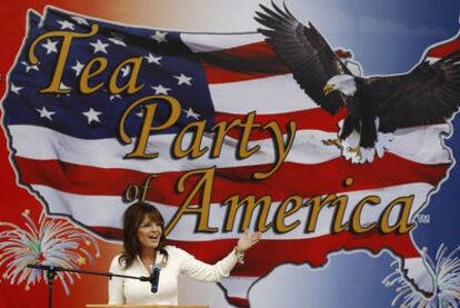 Sarah Palin, exgobernadora de Alaska, en un mitin organizado por el Tea Party en Indianola, en Iowa, el 3 de septiembre.