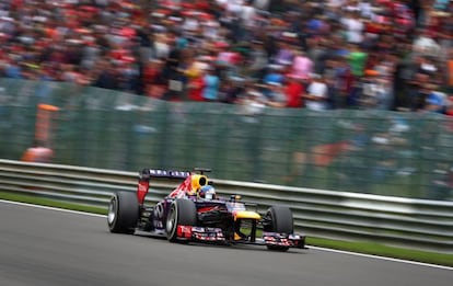 Vettel, durante la carrera del domingo en Spa.