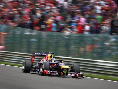 Vettel, durante la carrera del domingo en Spa.