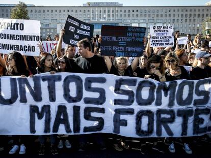 Manifestación de enfermeros en Lisboa.