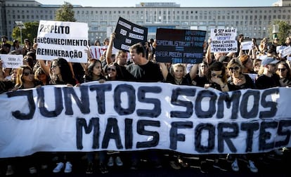 Manifestación de enfermeros en Lisboa.