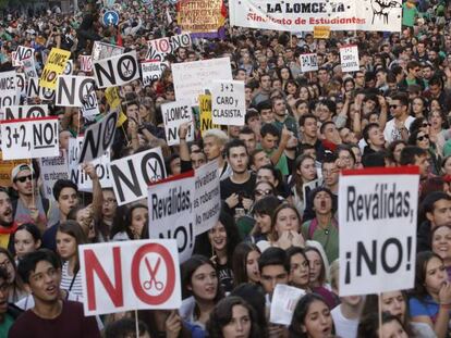 A demonstration on Wednesday in Madrid against the new system.