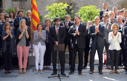 El president de la Generalitat, Carles Puigdemont, anuncia la data del referèndum sobre la independència de Catalunya el passat 9 de juny.