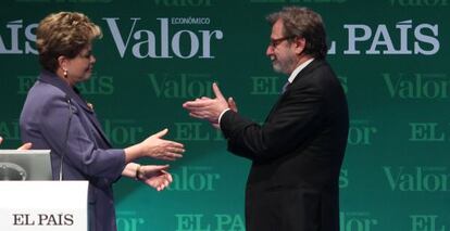 Dilma Rousseff, presidenta de Brasil y Juan Luis Cebri&aacute;n, presidente de  PRISA y EL PA&Iacute;S, en las jornadas &#039;Brasil, en la senda del crecimiento&#039;