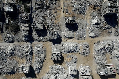 Plano cenital de los edificio destrozados en Rafah.