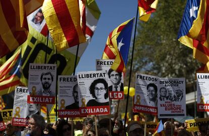 Manifestació a Barcelona per demanar la llibertat del presos del procés.