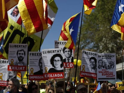 Manifestació a Barcelona per demanar la llibertat del presos del procés.