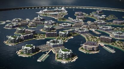 Así concibe el Seasteading Institute las futuras ciudades flotantes que planea construir.