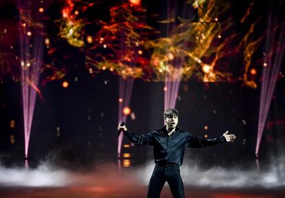 El representante de España Blas Cantó, durante una prueba del Festival de Eurovisión 2021.