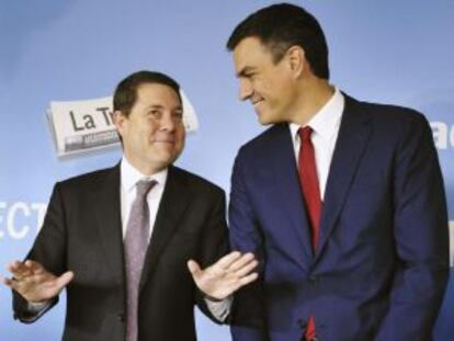 El líder del PSOE, Pedro Sánchez, junto a Emiliano García-Page.