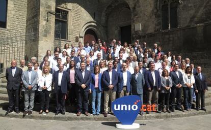 Los candidatos de Unió al 27-S juntos esta mañana.