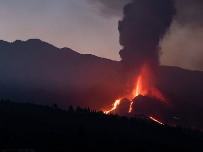 The erupting volcano on La Palma.