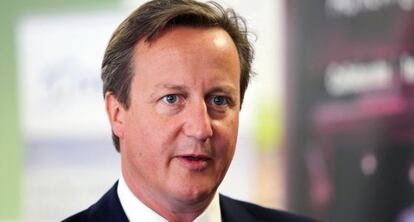 El primer ministro brit&aacute;nico, David cameron, en Newport (Gales).