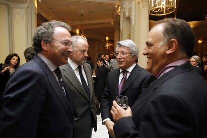 Manuel Polanco, Ignacio Polanco, Enrique Cerezo y Javier Tebas, en la gala.