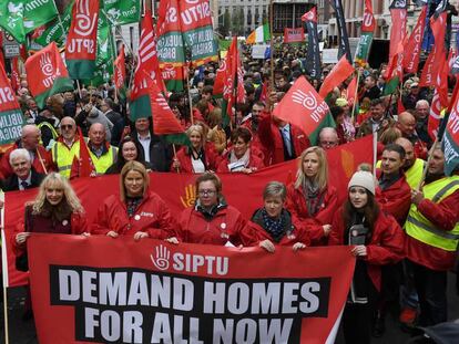 Manifestación por el derecho a la vivienda, el pasado 3 de octubre en Dublín (Irlanda).