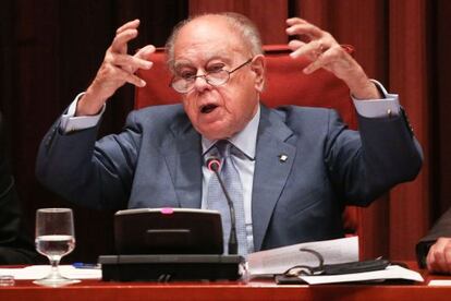 Jordi Pujol comparece en el Parlament. Barcelona.