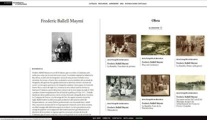 Captura de la nueva página web sobre fotografía catalana, en concreto de la entrada de Frederic Ballell.