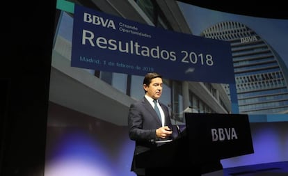Carlos Torres, en la presentación de resultados del BBVA del año 2018.