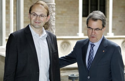 El l&iacute;der de ICV, Joan Herrera, y el presidente Artur Mas.