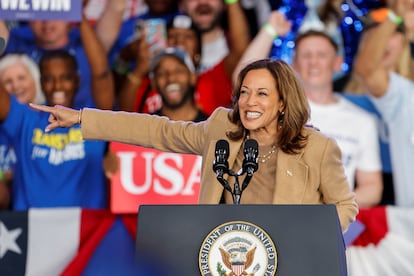 Kamala Harris, durante su mitin en Charlotte (Carolina del Norte).