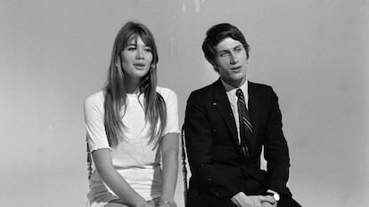 Françoise Hardy y Jacques Dutronc, durante una grabación.