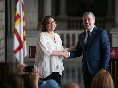 Ada Colau y Jaume Collboni cuando firmaron el pacto de gobierno en 2019