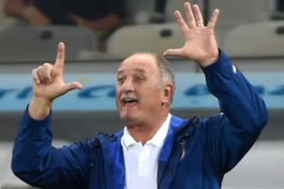 Scolari, durante el partido ante Alemania