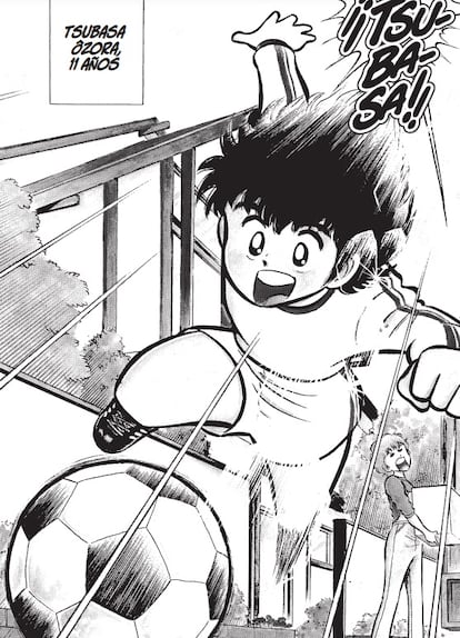 Cartoon from 'Captain Tsubasa', by Yoichi Takahashi, edited by Planeta Cómic.