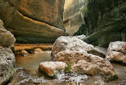 Uno de los tramos de la caminata por el Barranco de Luna, en la localidad granadina Saleres.