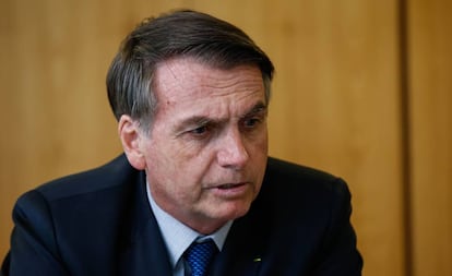 Presidente Jair Bolsonaro no Planalto em janeiro.