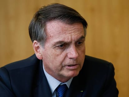Presidente Jair Bolsonaro no Planalto em janeiro.