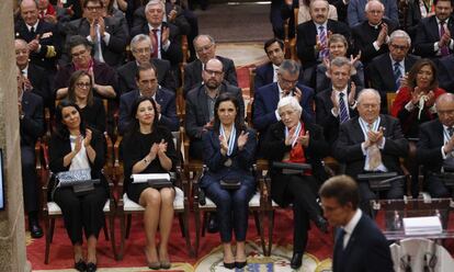 Feij&oacute;o, en primer t&eacute;rmino, finaliza su discurso ante las autoridades asistentes al acto.