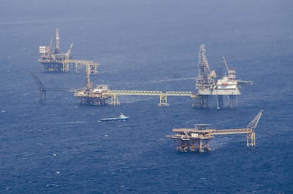 Plataformas de Pemex en la Sonda de Campeche, en el Golfo de México.